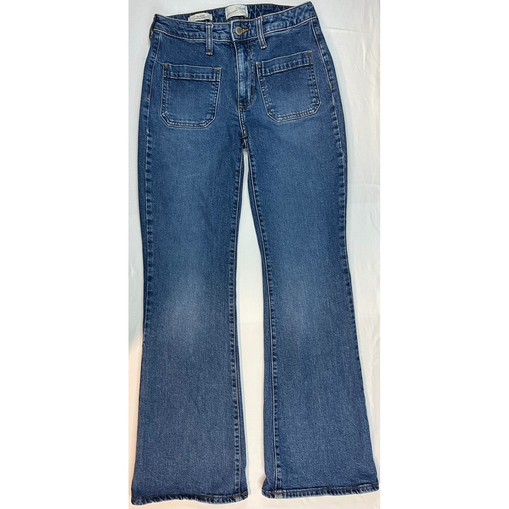 Universal Thread High Rise Flare Jeans Medium Wash Patch Pockets Size 4/27R